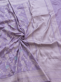 Lavender Blossom Banarasi Saree with Pastel Floral Jaal