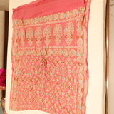 Handwoven Bandhej Khaddi Georgette Peach Pink color Saree