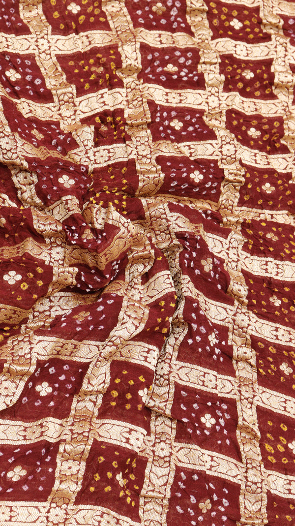 Handwoven Bandhej Khaddi Georgette Saree