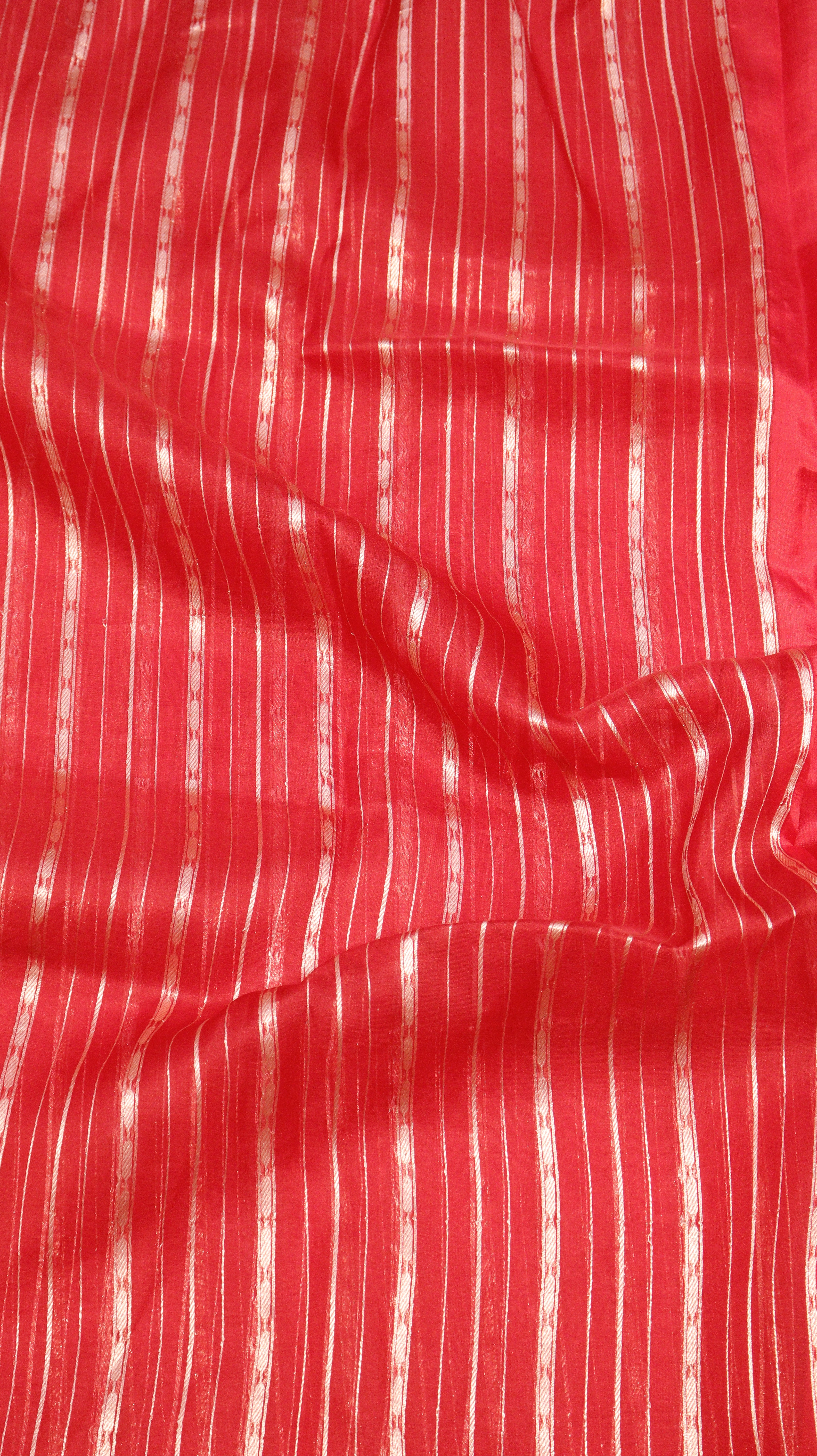 Pre-Order : Red Stripe Kora Silk Saree