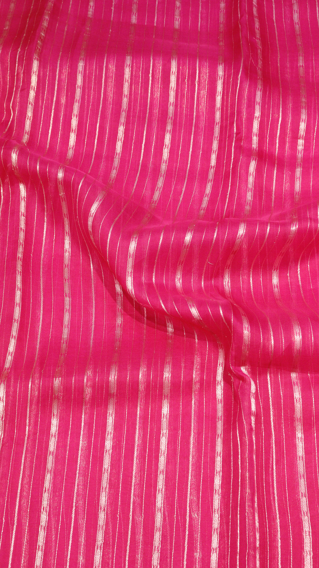 Hot Pink Stripes Pure Kora Silk Handloom Saree