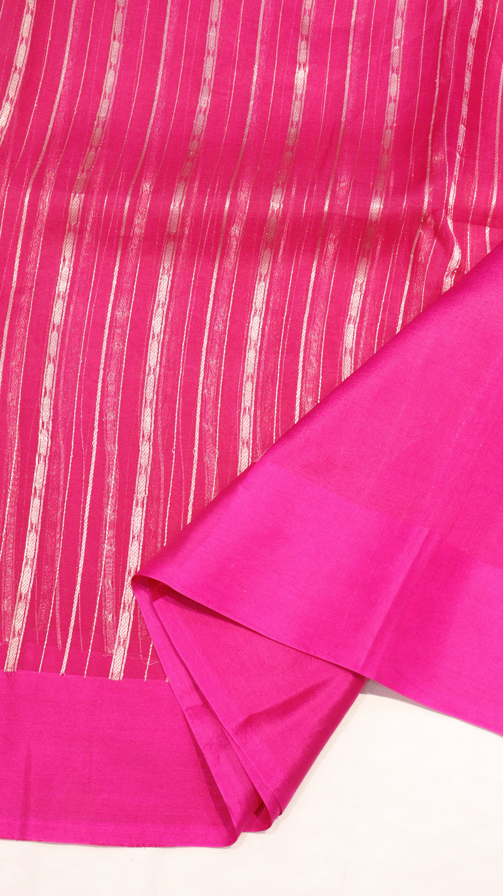 Hot Pink Stripes Pure Kora Silk Handloom Saree