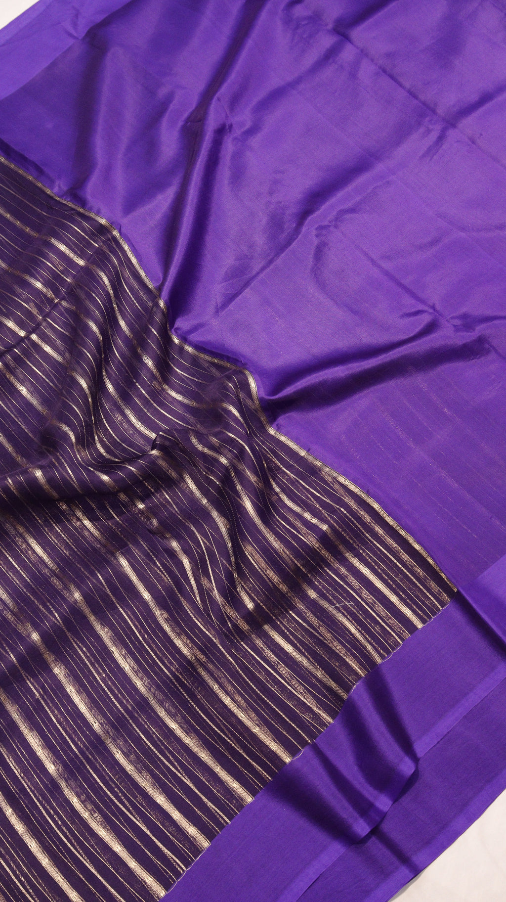 Purple Stripes Pure Kora Silk Handloom Saree