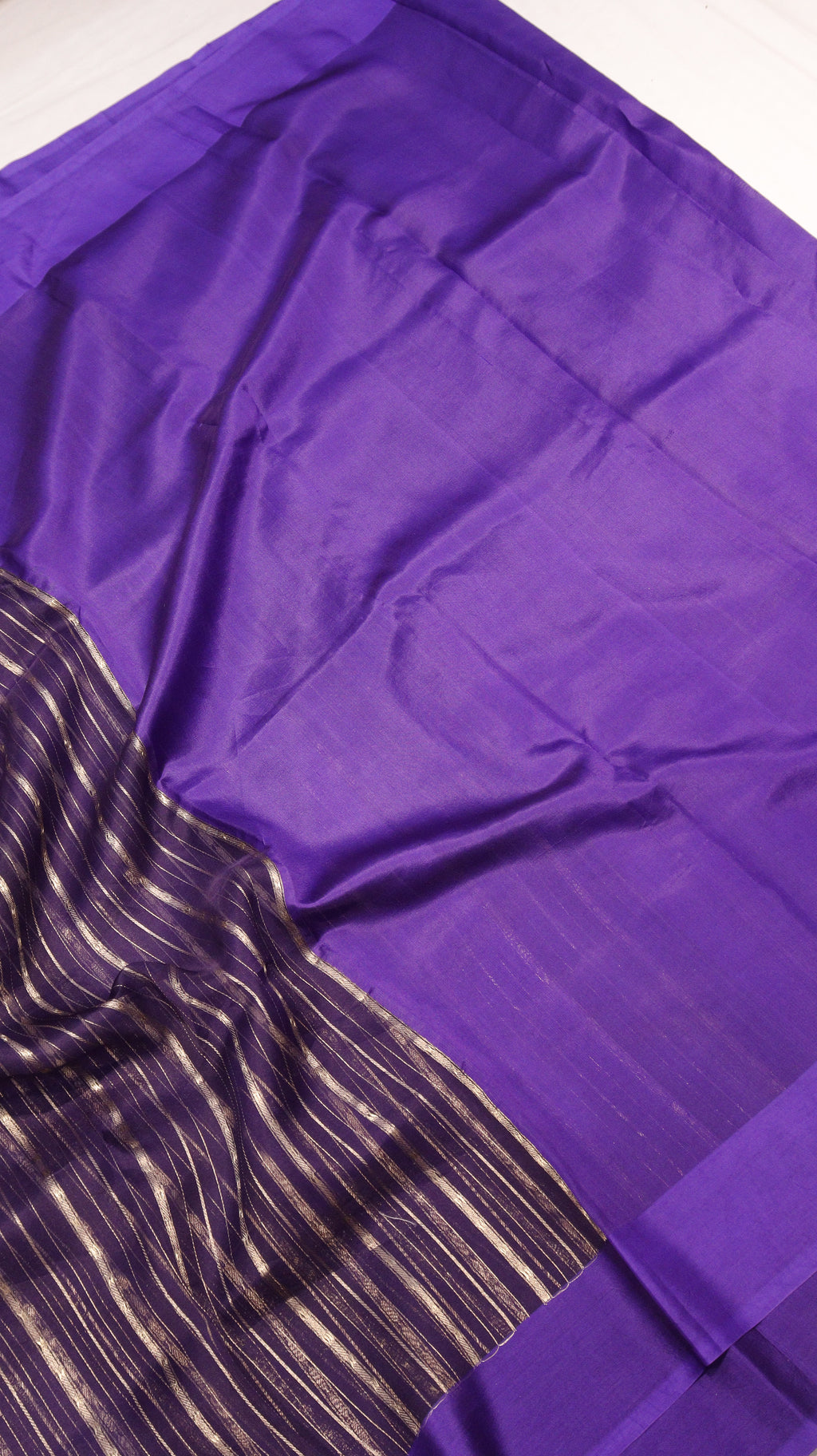 Purple Stripes Pure Kora Silk Handloom Saree