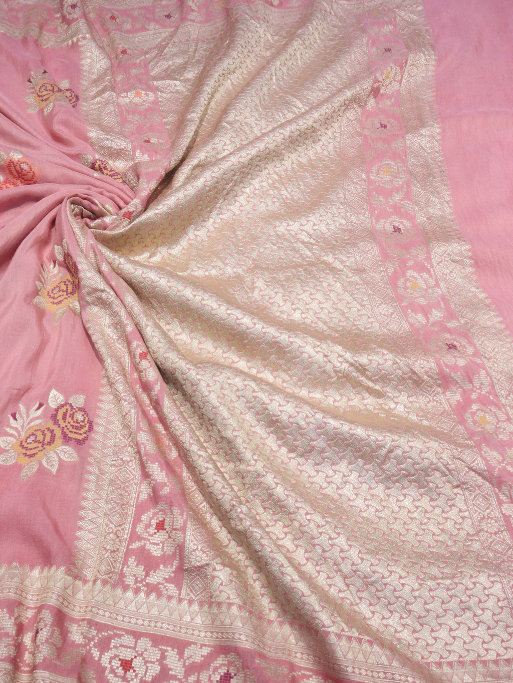 Handloom Banarasi Moonga Silk Saree - Dusty Rose