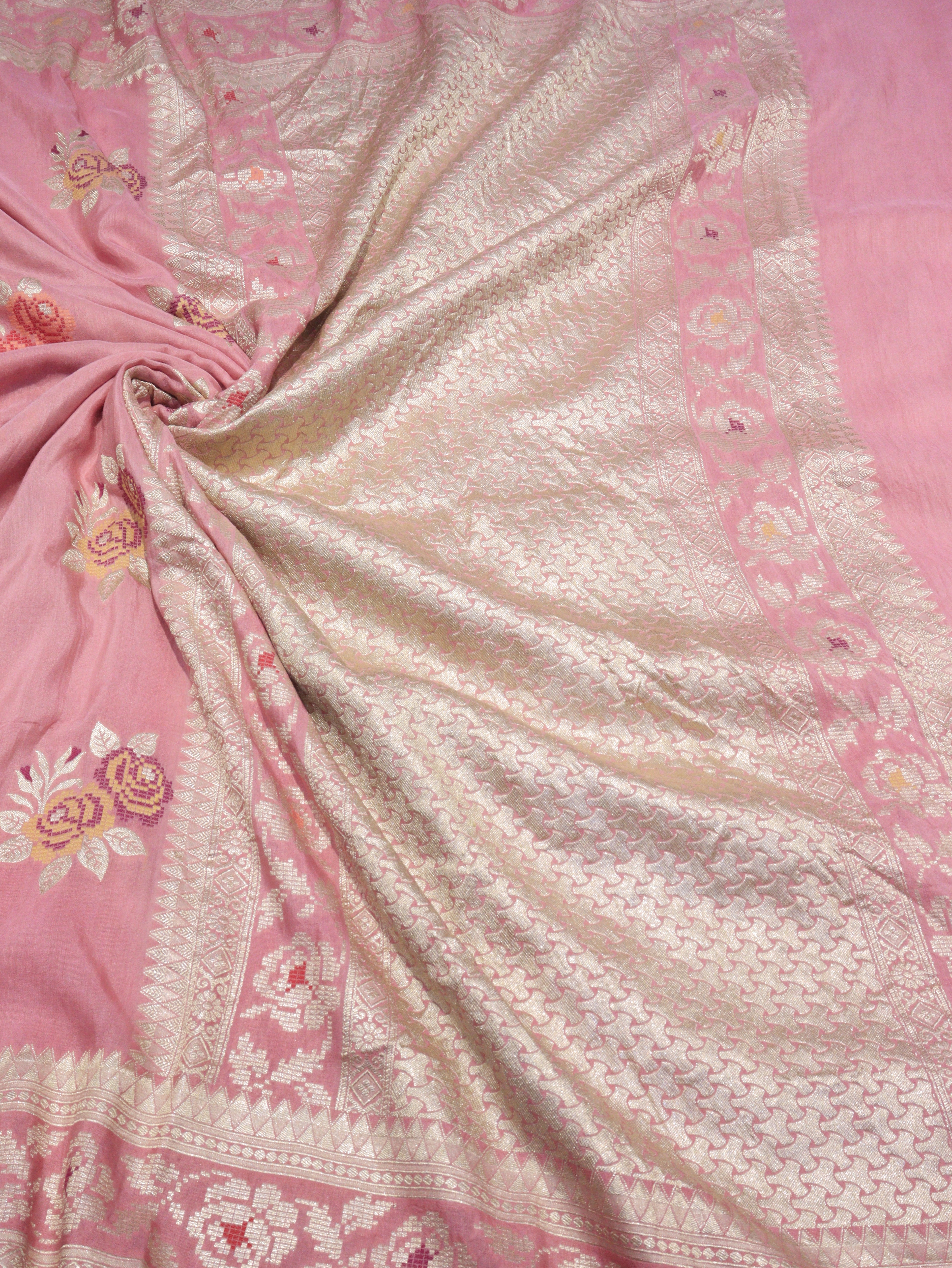 Handloom Banarasi Moonga Silk Saree - Dusty Rose