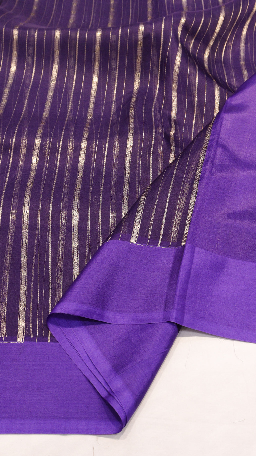 Purple Stripes Pure Kora Silk Handloom Saree