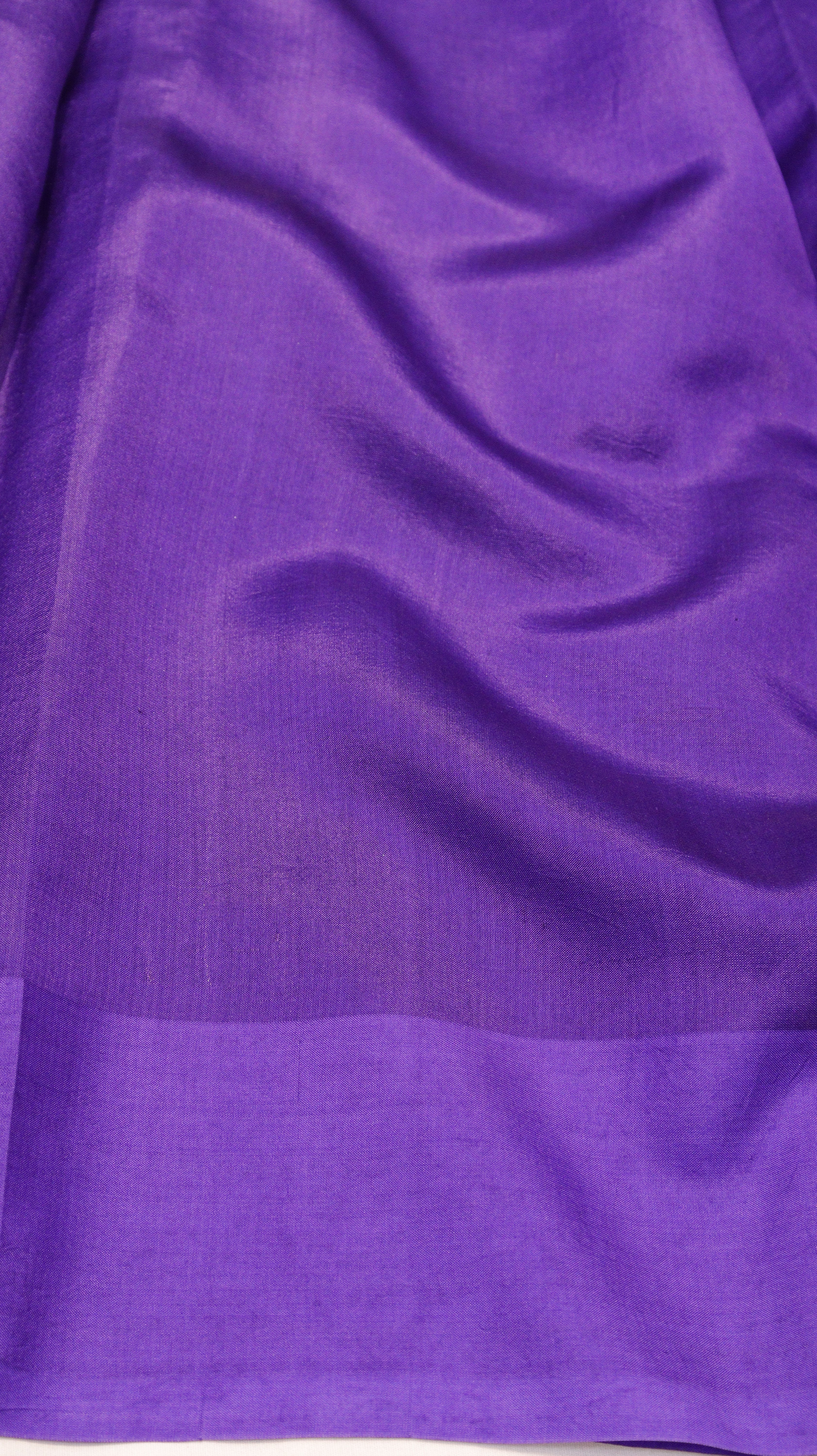 Purple Stripes Pure Kora Silk Handloom Saree