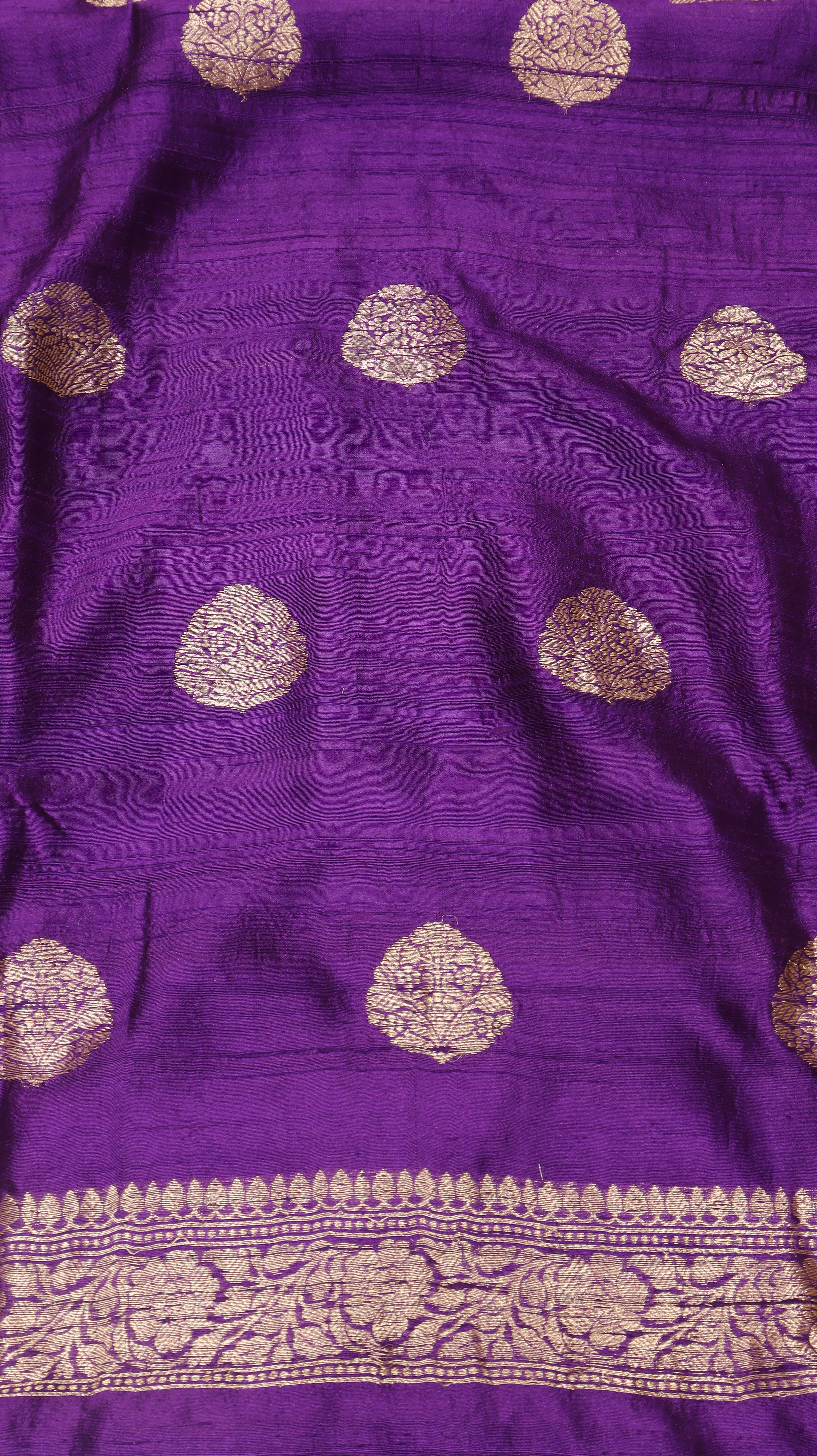Purple Pure Tussar Silk Handloom Suit Set