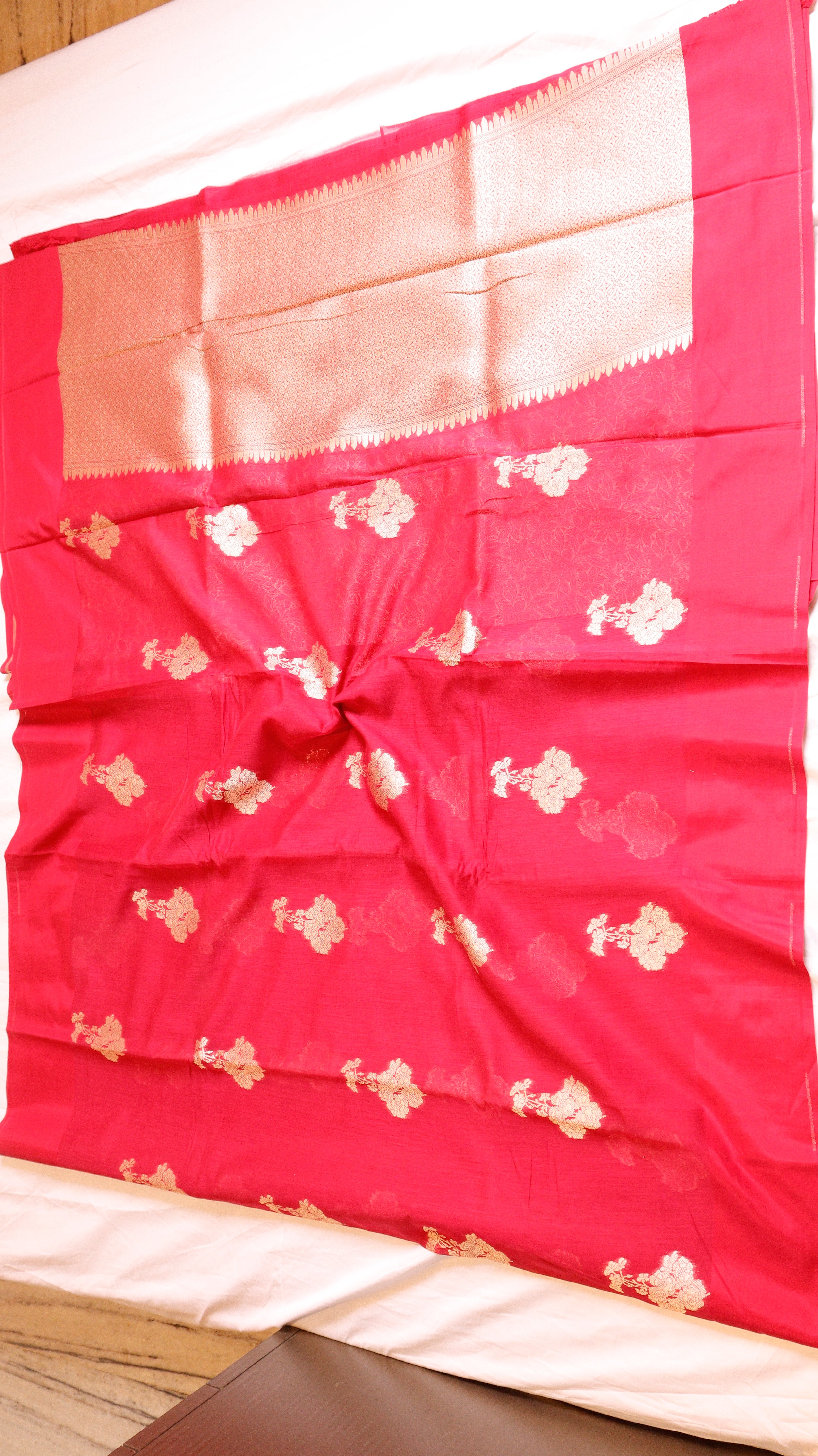 Red Cotton Handloom Saree with Brocade Blouse