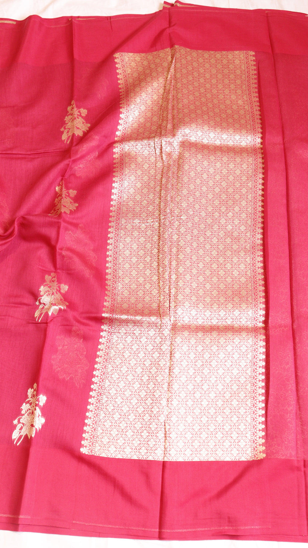 Red Pure Cotton Handloom Saree with Brocade Blouse