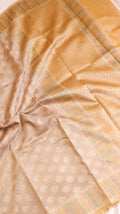 Peach Beige Pure Moonga Muslin Handloom Saree