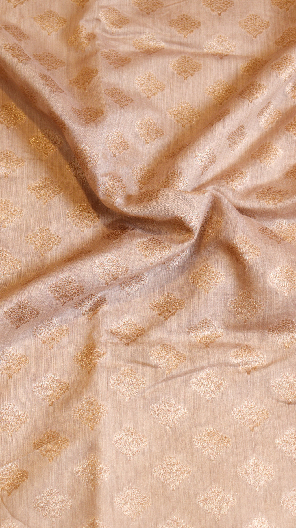 Peach Beige Pure Moonga Muslin Handloom Saree
