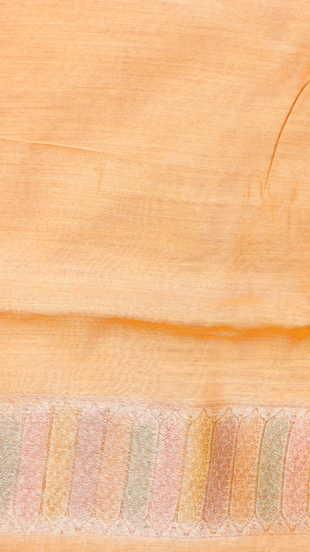 Peach Beige Pure Moonga Muslin Handloom Saree