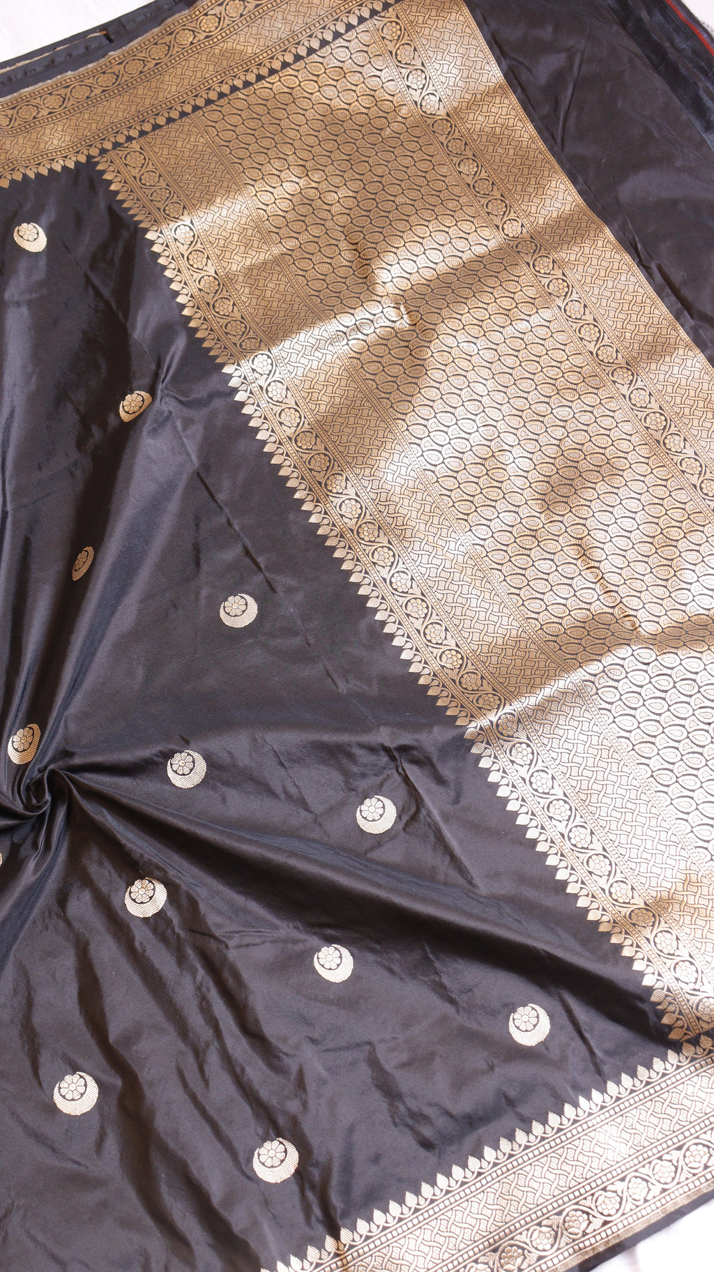 Pre-Order : Chand Phool Black Pure Katan Silk Handloom Saree