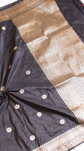 Pre-Order : Chand Phool Black Pure Katan Silk Handloom Saree