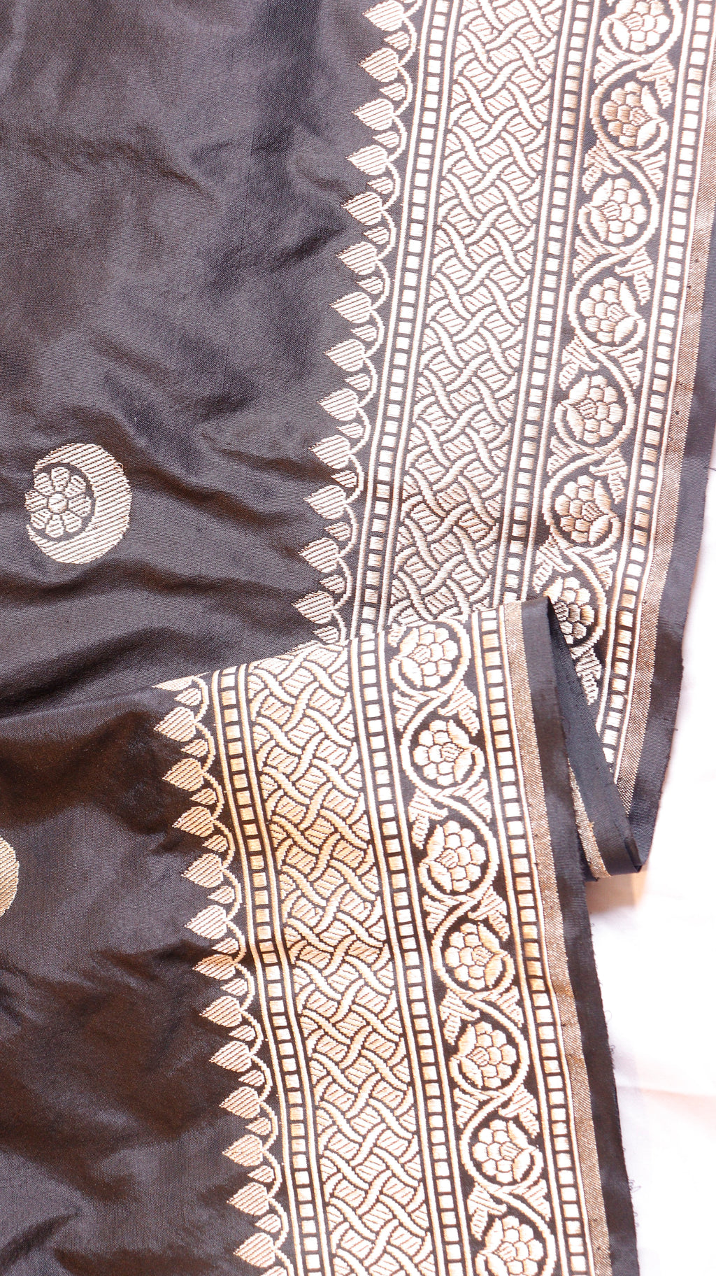 Pre-Order : Chand Phool Black Pure Katan Silk Handloom Saree