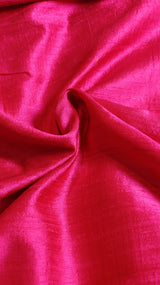 Rani Pink Pure Tussar Silk Handloom Suit Set