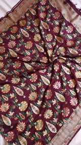 Red Pure Moonga Silk Handloom Suit Set