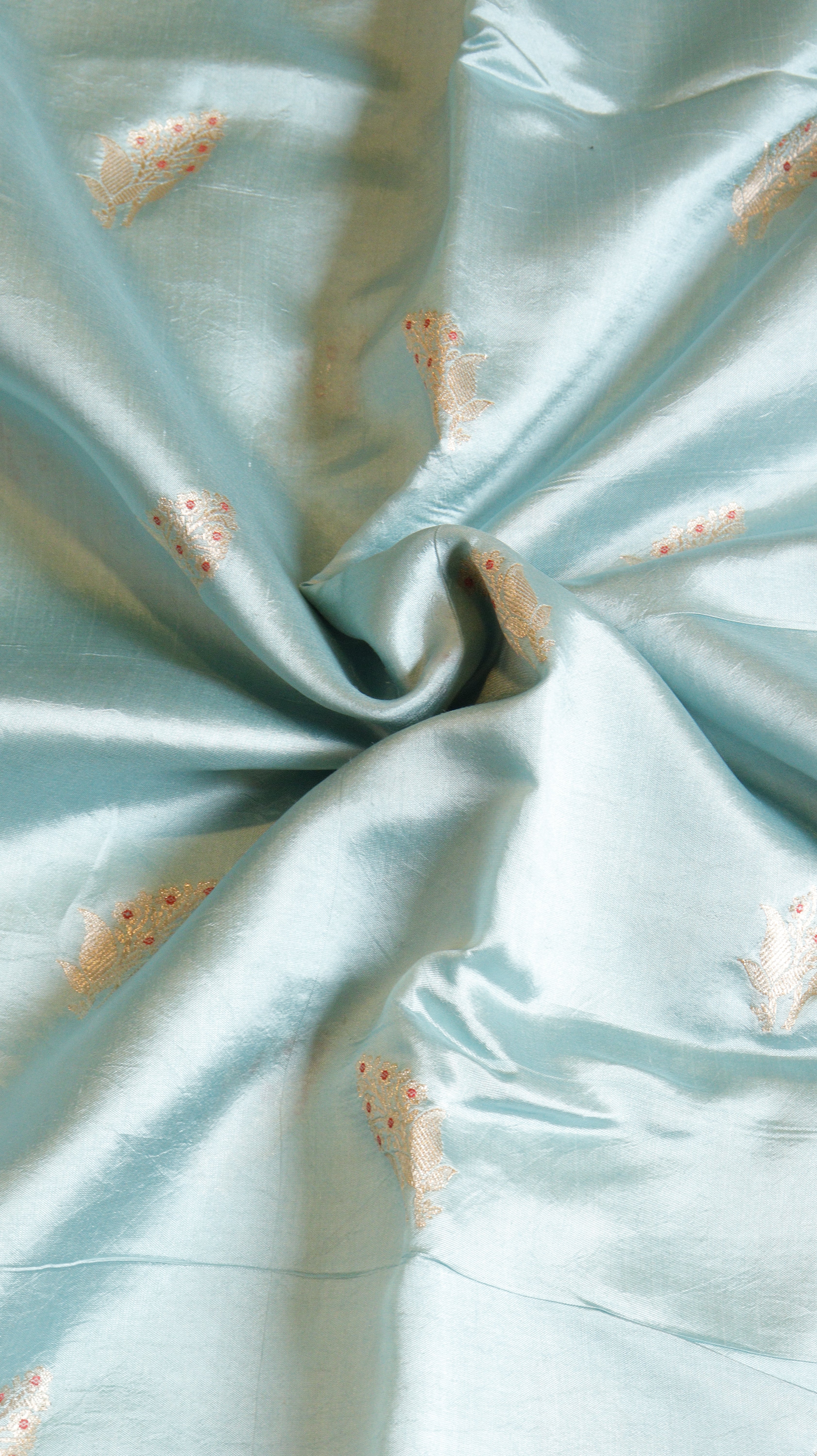 Pale Blue Pure Chiniya Silk Saree