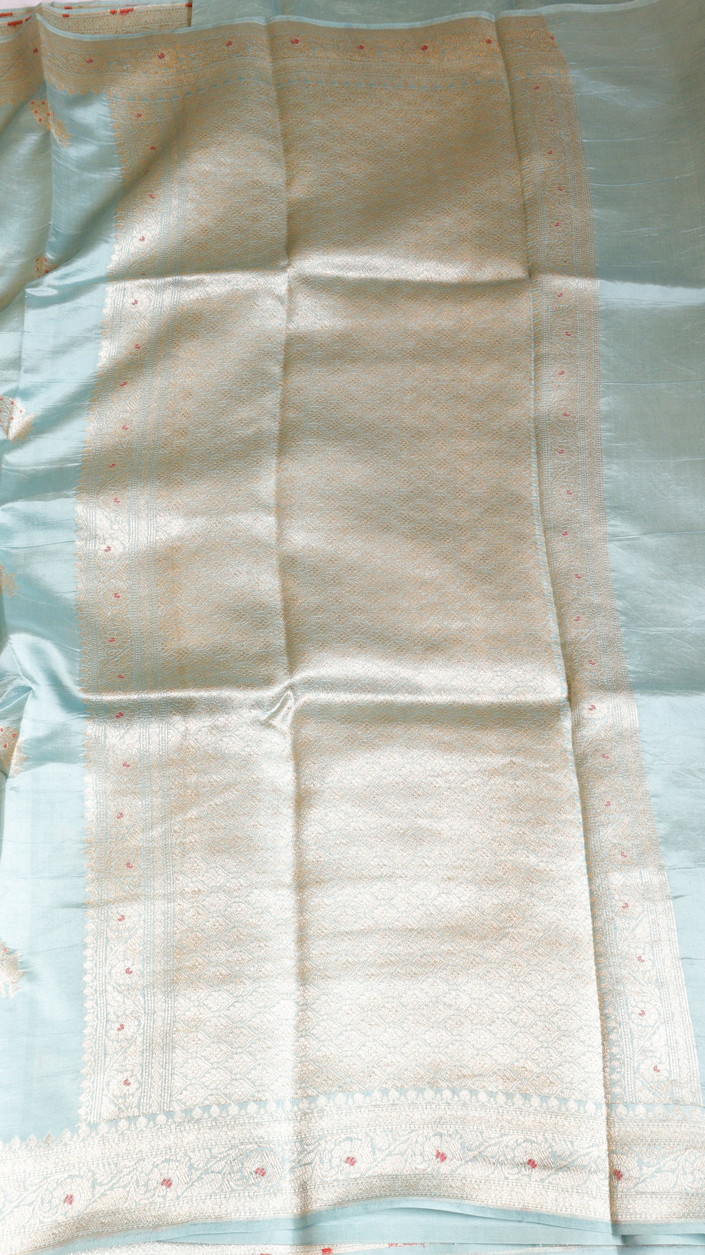 Pale Blue Pure Chiniya Silk Saree