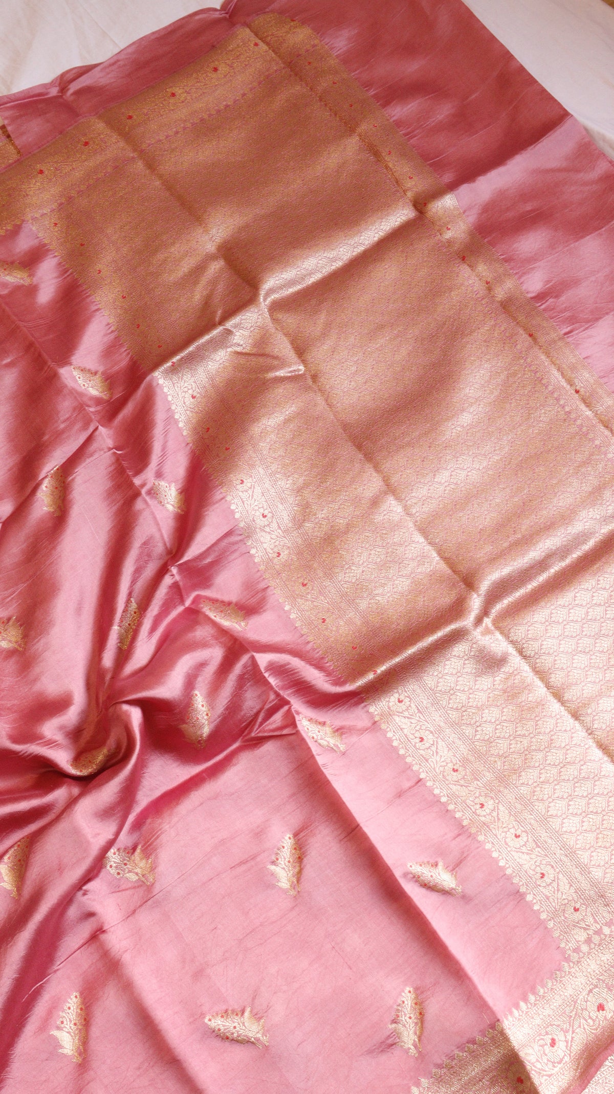 Pink Pure Chiniya Silk Saree