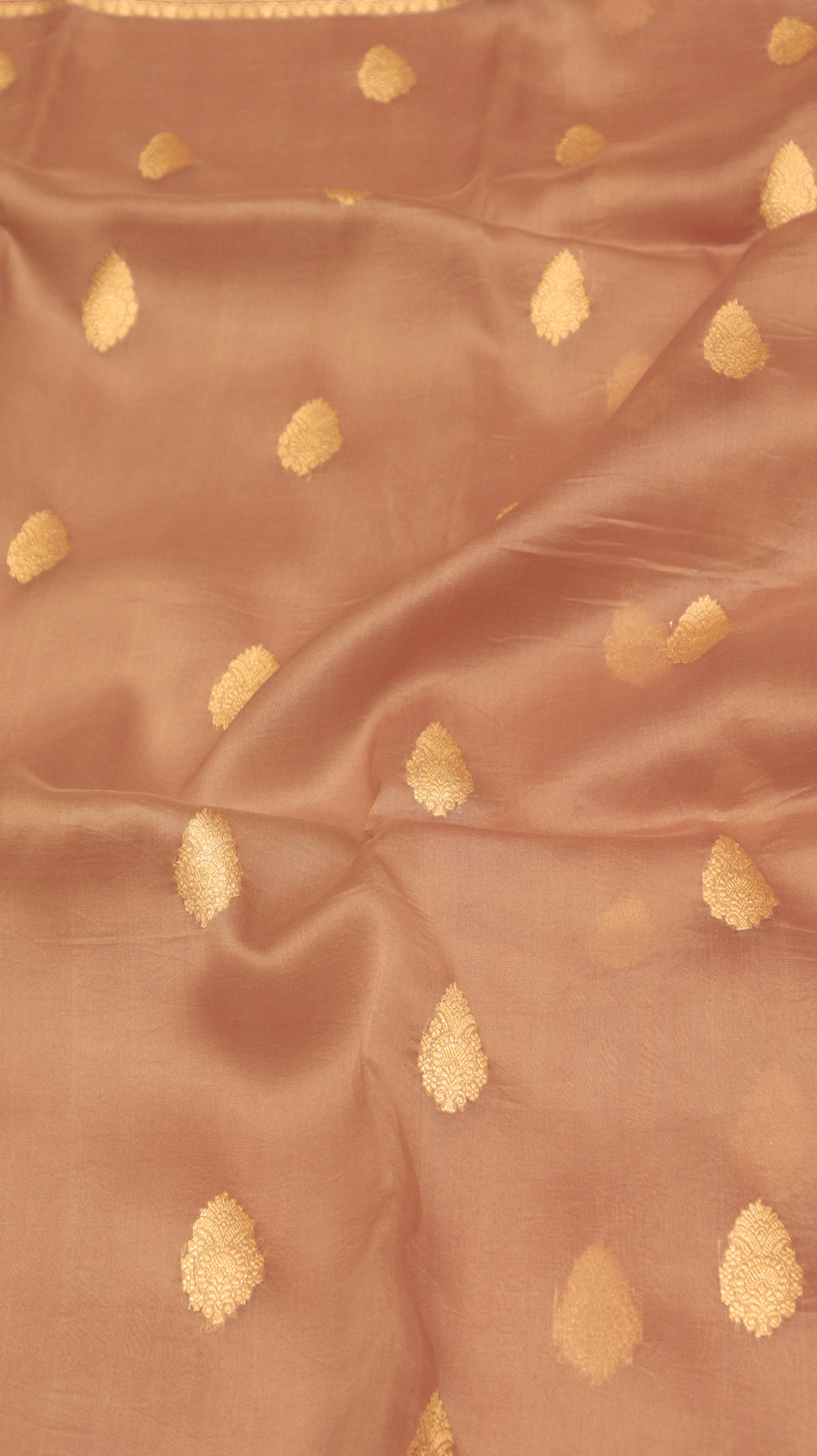 Pre-Order : Brownish Pink Pure Kora Silk Handloom Saree with Contrast Blouse
