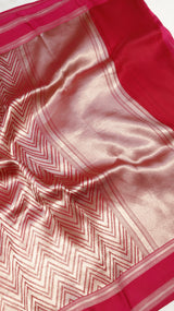 Pink Pure Kora Silk Handloom Saree with Soft Katan Border