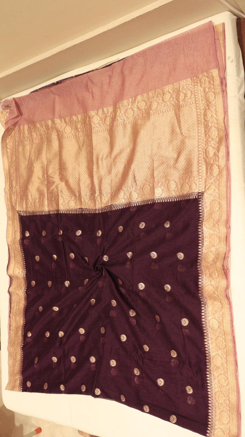 Chand Phool Moonga Muslin Saree