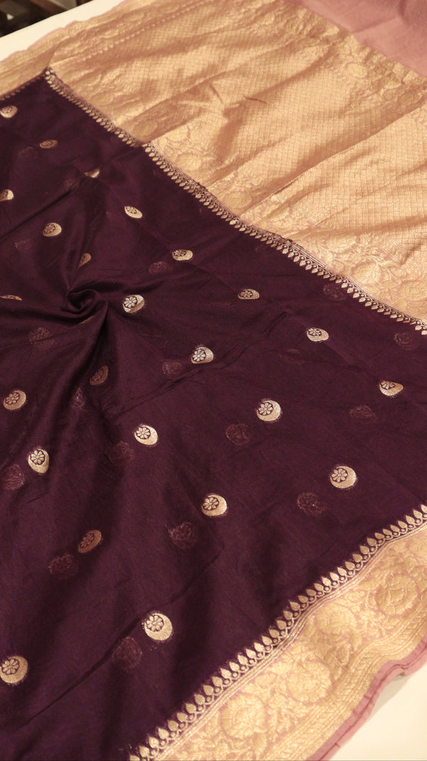 Chand Phool Moonga Muslin Saree