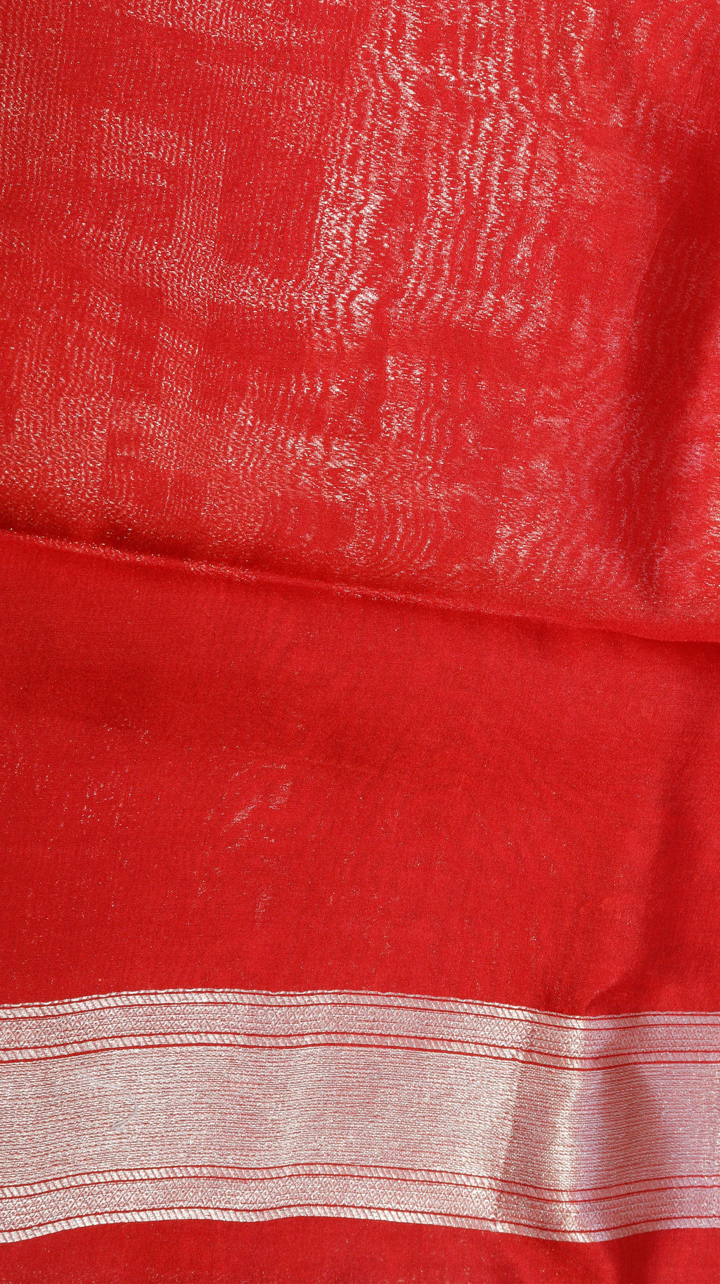 Red Pure Tissue Handloom Saree with Abstract Pattern