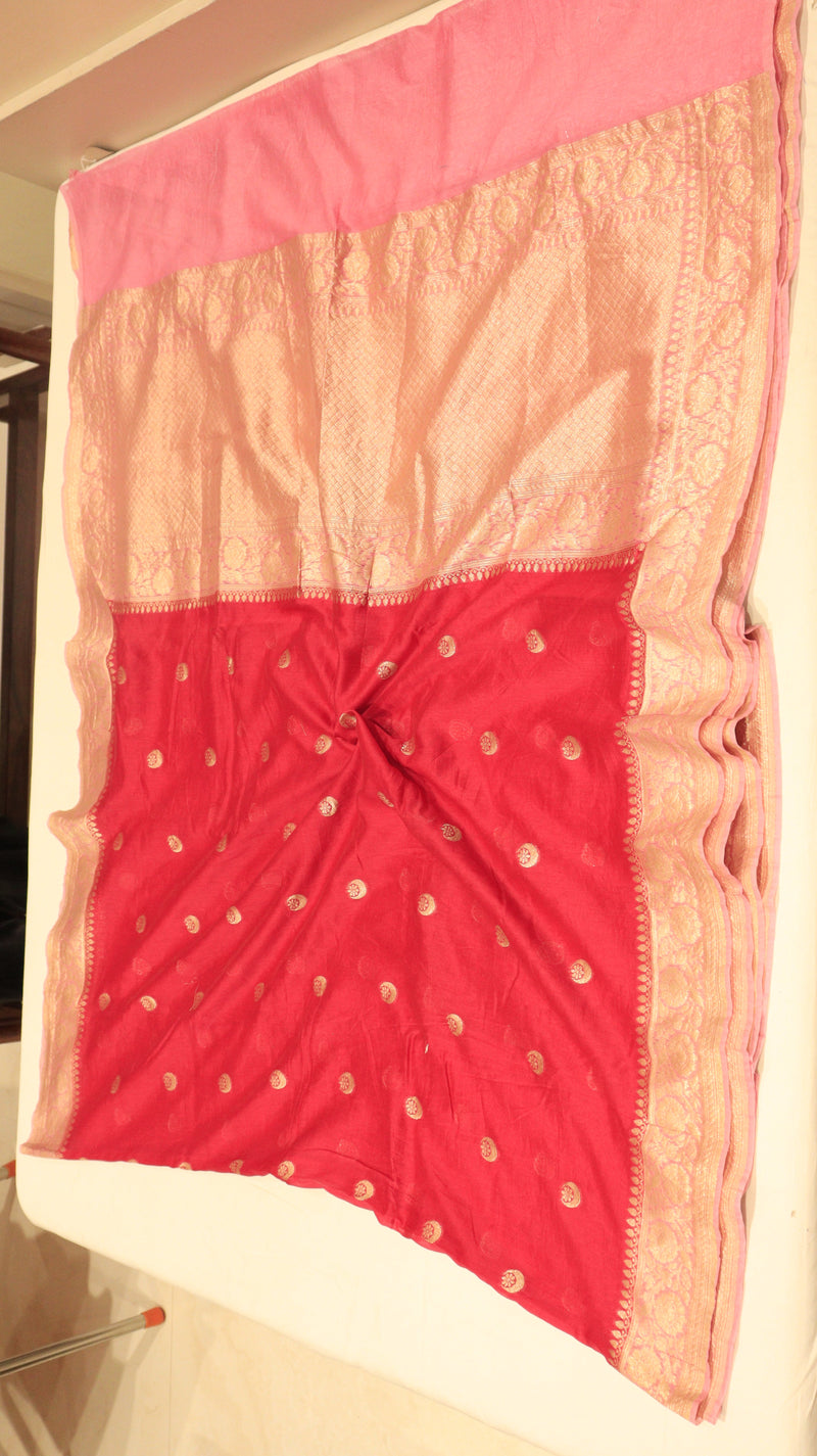 Chand Phool Moonga Muslin Saree