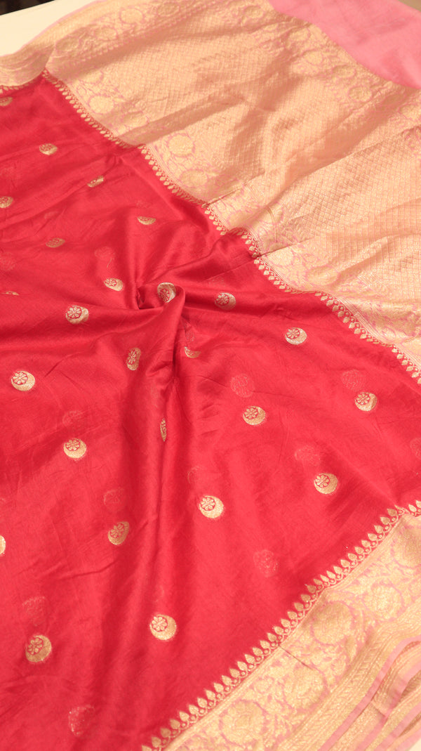 Chand Phool Moonga Muslin Saree