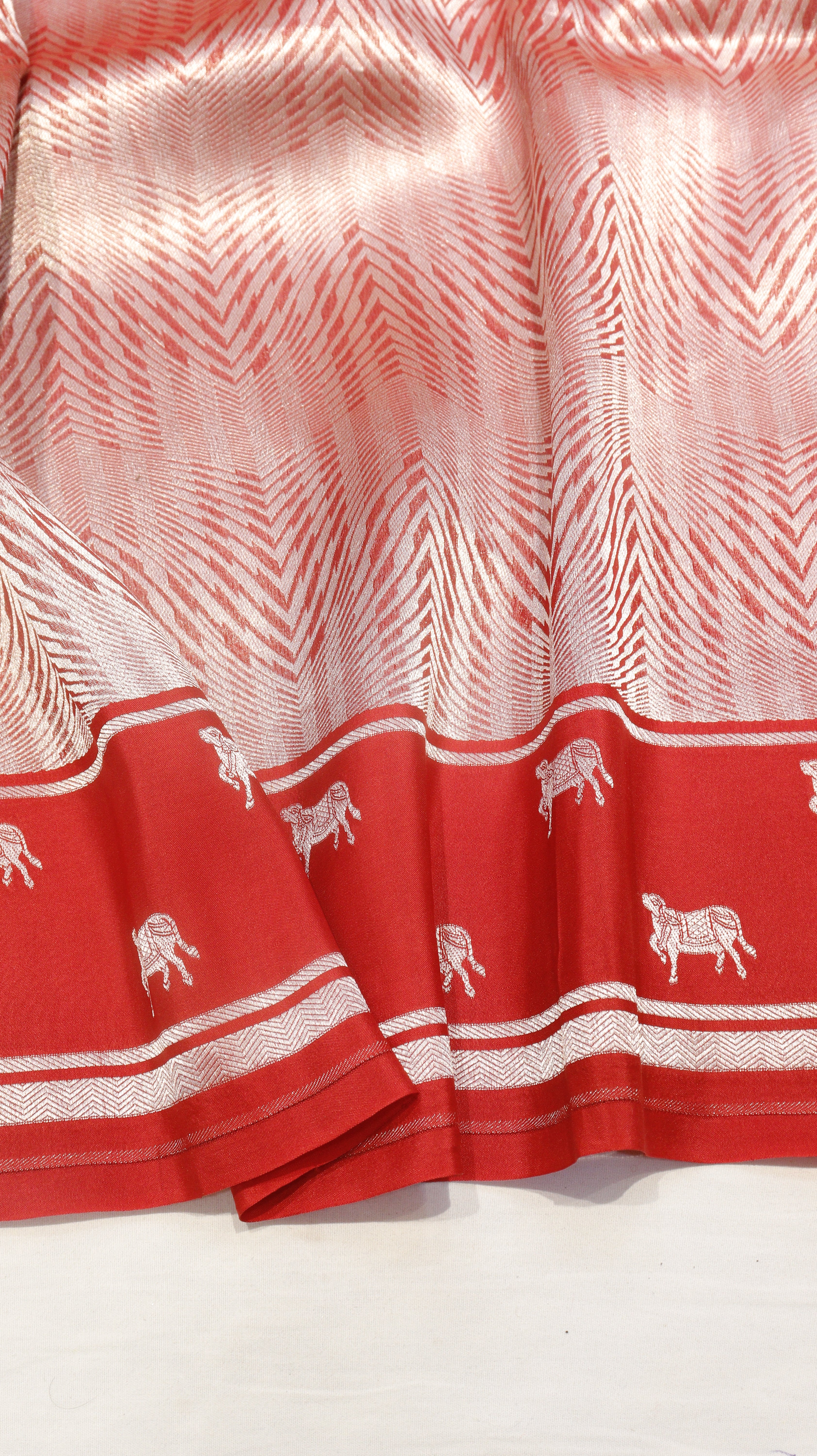 Red Pure Tissue Silk Handloom Saree with Soft Katan Border
