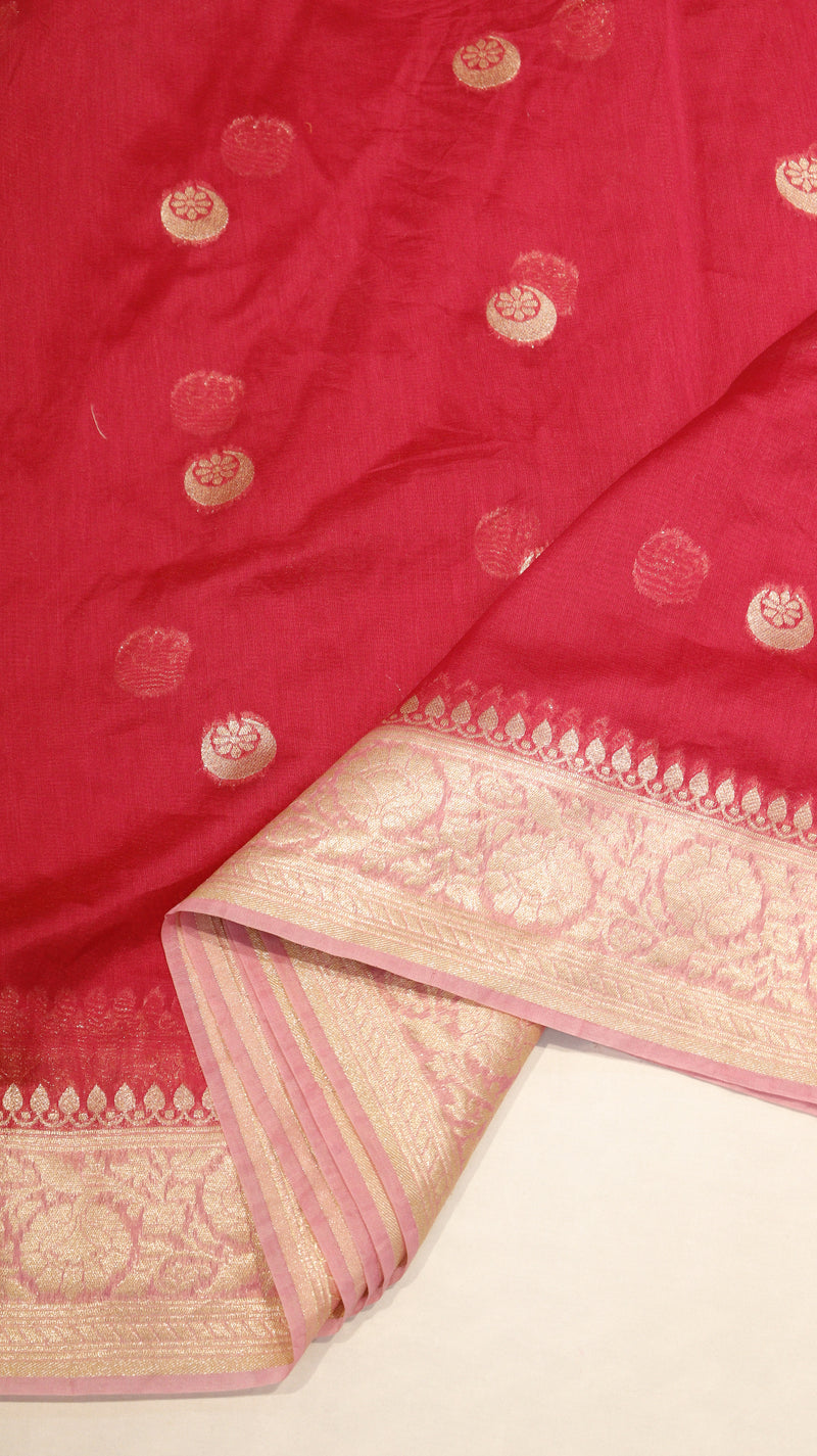 Chand Phool Moonga Muslin Saree