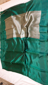 Bottle Green Pure Katan Silk Handloom Saree with Tanchoi Weave