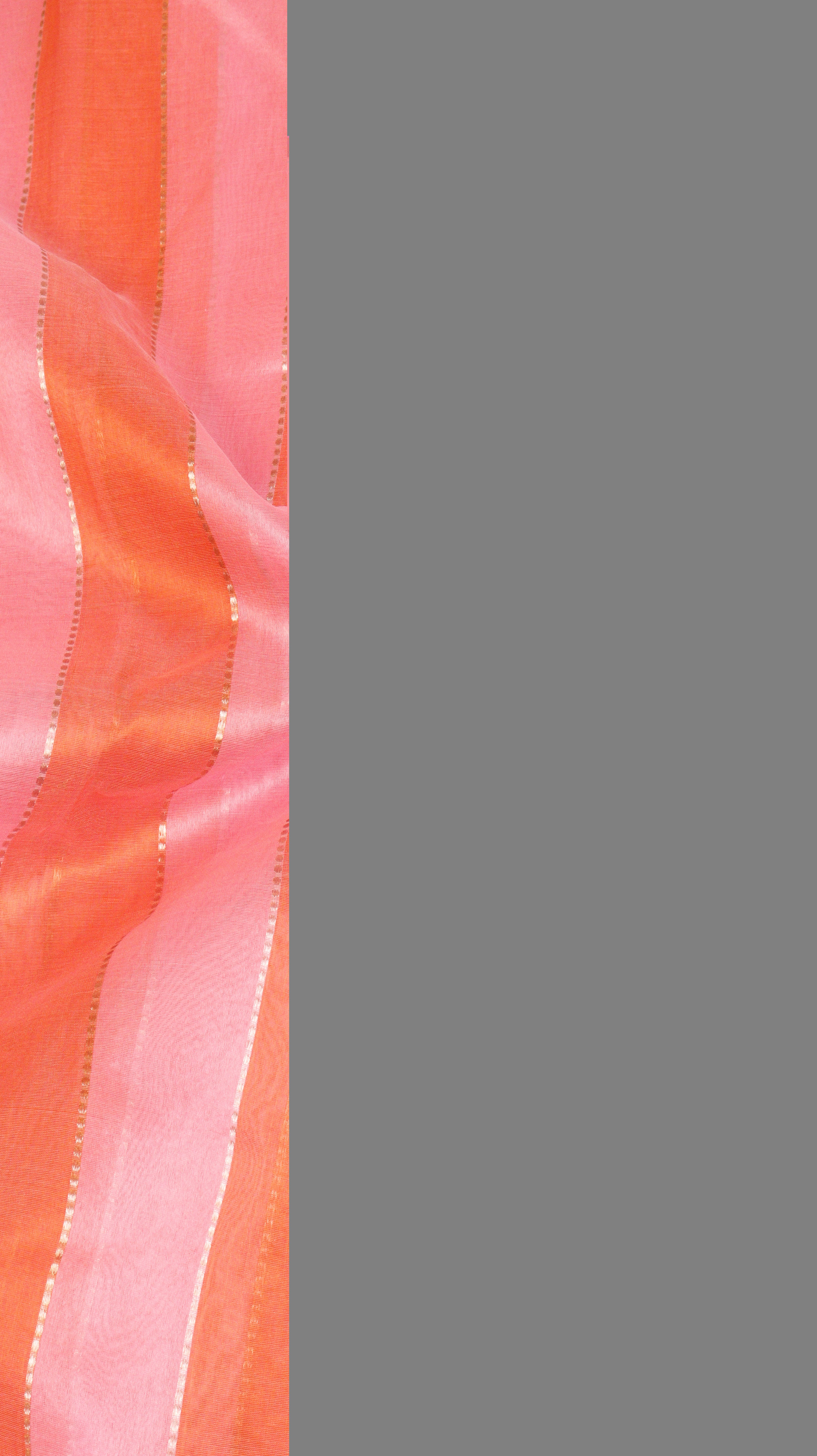 Peach Rangkat Pure Kora Silk Handloom Saree with Satin Border