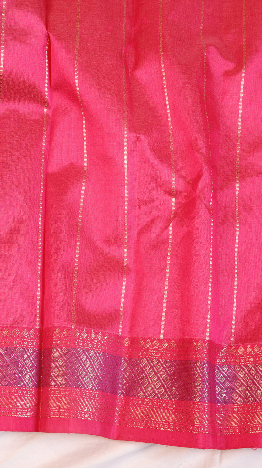 Peach Rangkat Pure Kora Silk Handloom Saree with Satin Border