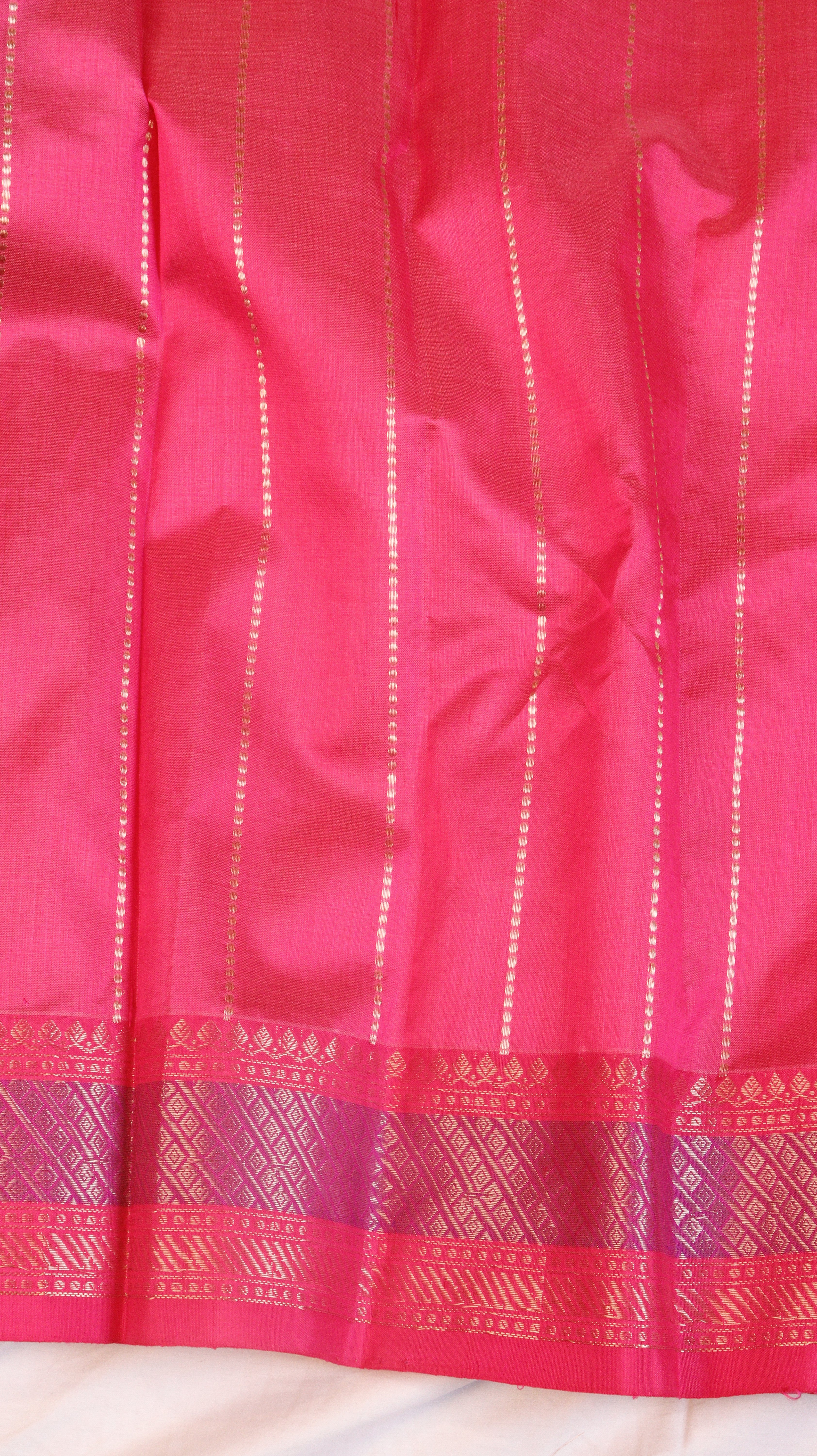 Peach Rangkat Pure Kora Silk Handloom Saree with Satin Border