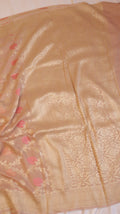 Soft Peach Pure Moonga Silk Handloom Saree with Jaal Pattern
