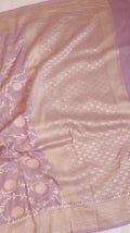 Soft Purple Pure Moonga Silk Handloom Saree with Jaal Pattern