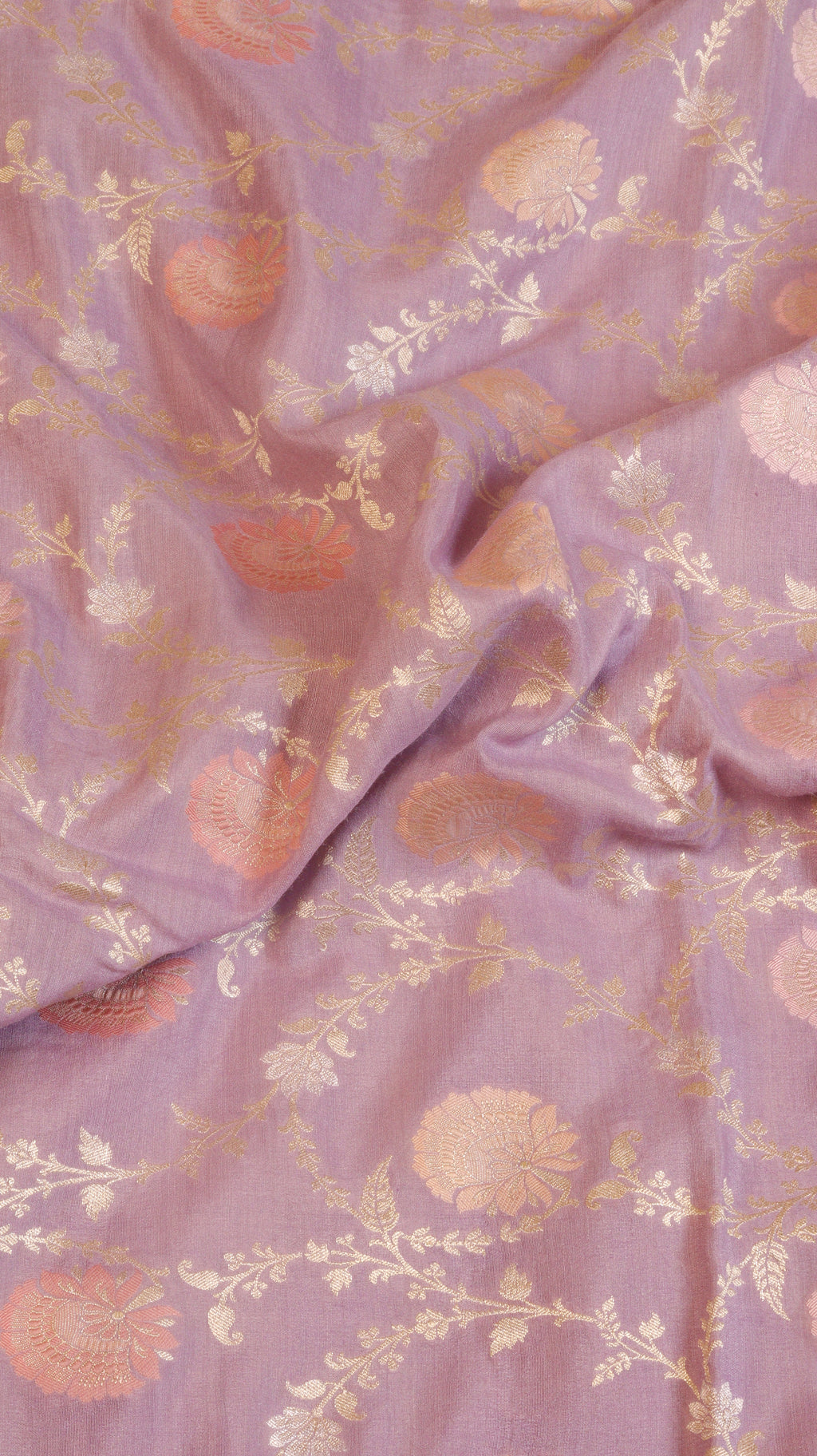 Soft Purple Pure Moonga Silk Handloom Saree with Jaal Pattern