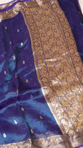 Deep Purple Pure Tissue Silk Handloom Saree with Floral Border