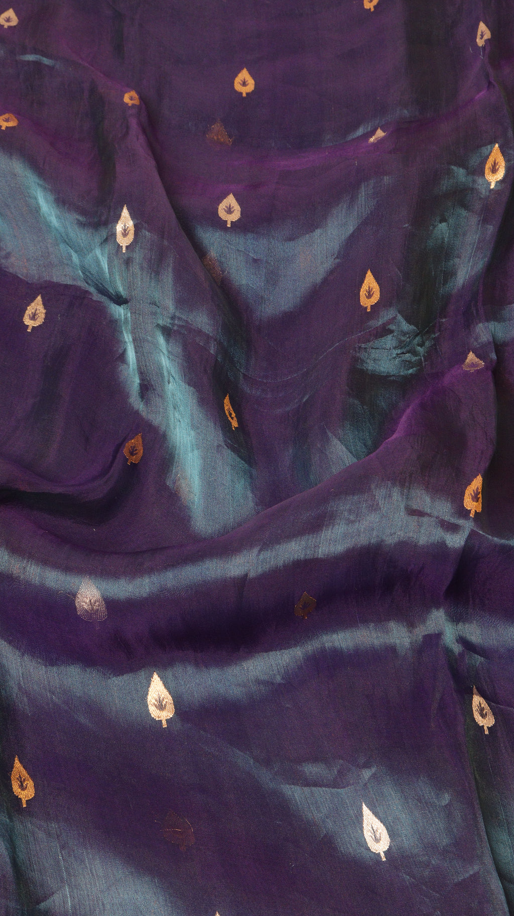 Deep Purple Pure Tissue Silk Handloom Saree with Floral Border