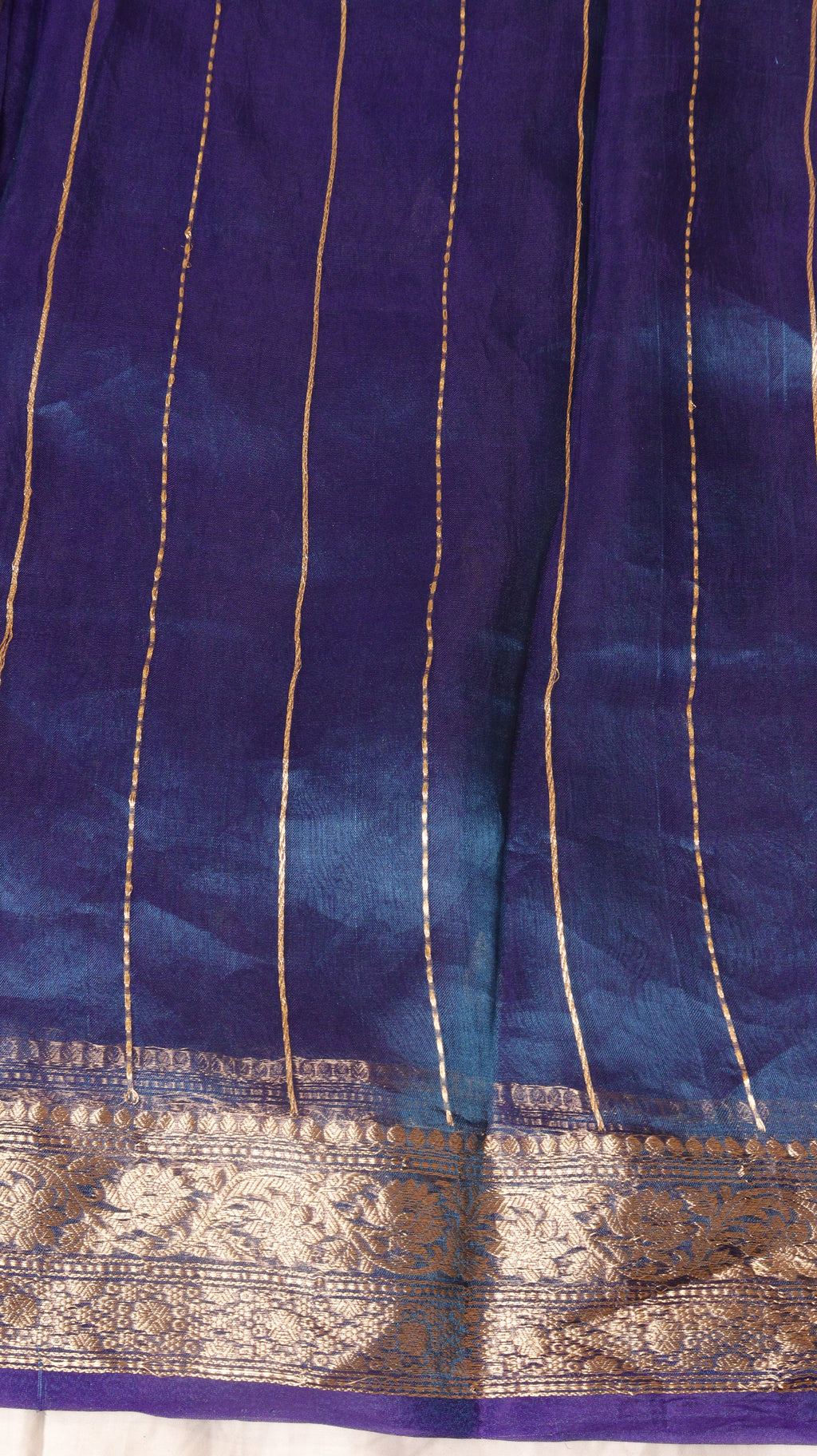 Deep Purple Pure Tissue Silk Handloom Saree with Floral Border