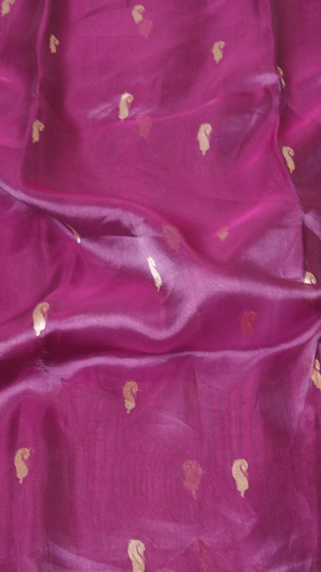 Magenta Pure Tissue Silk Handloom Saree with Stripe Blouse