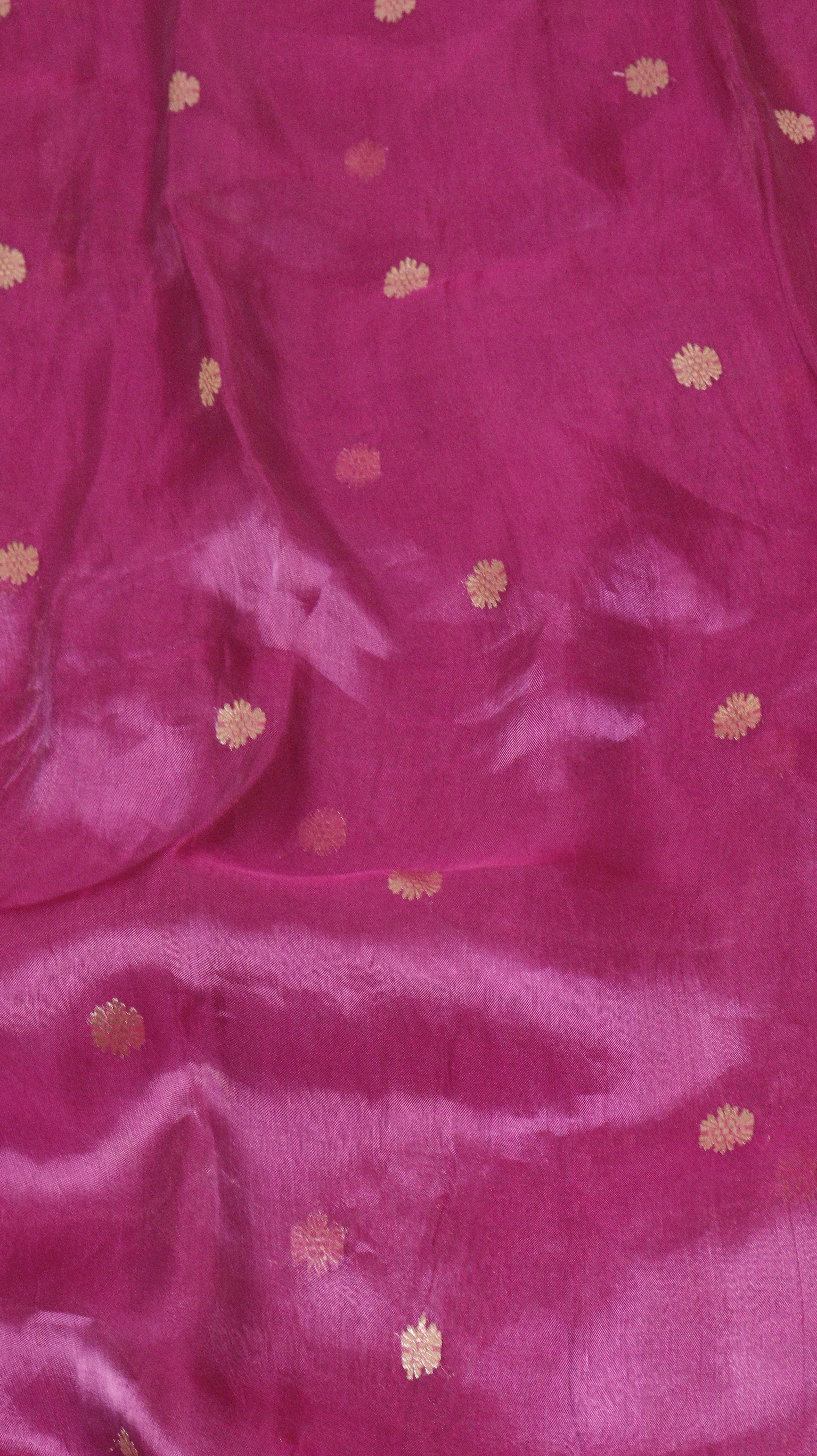 Pre-Order : Pink Pure Tissue Silk Handloom Saree with Stripe Blouse