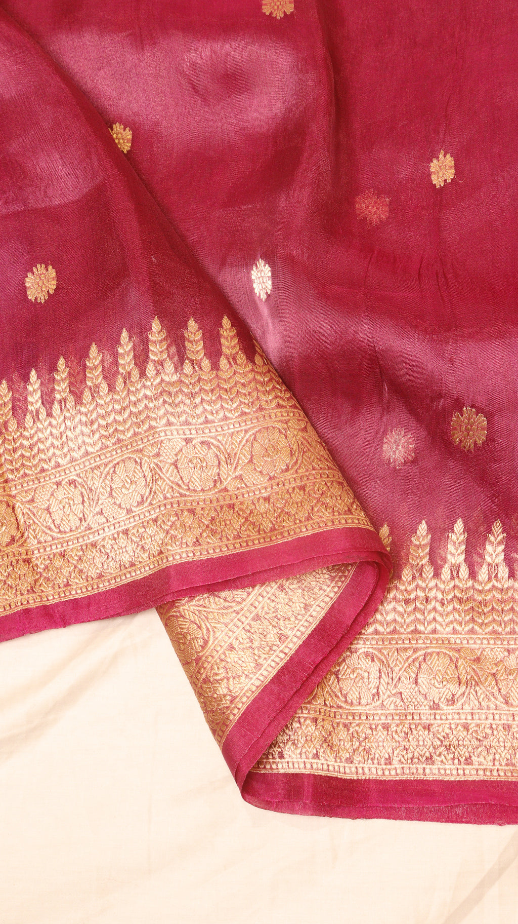 Pre-Order : Pink Pure Tissue Silk Handloom Saree with Stripe Blouse