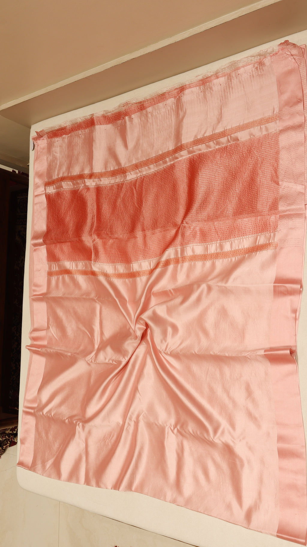 Baby Pink Dupion Silk Handloom Saree with Satin Border