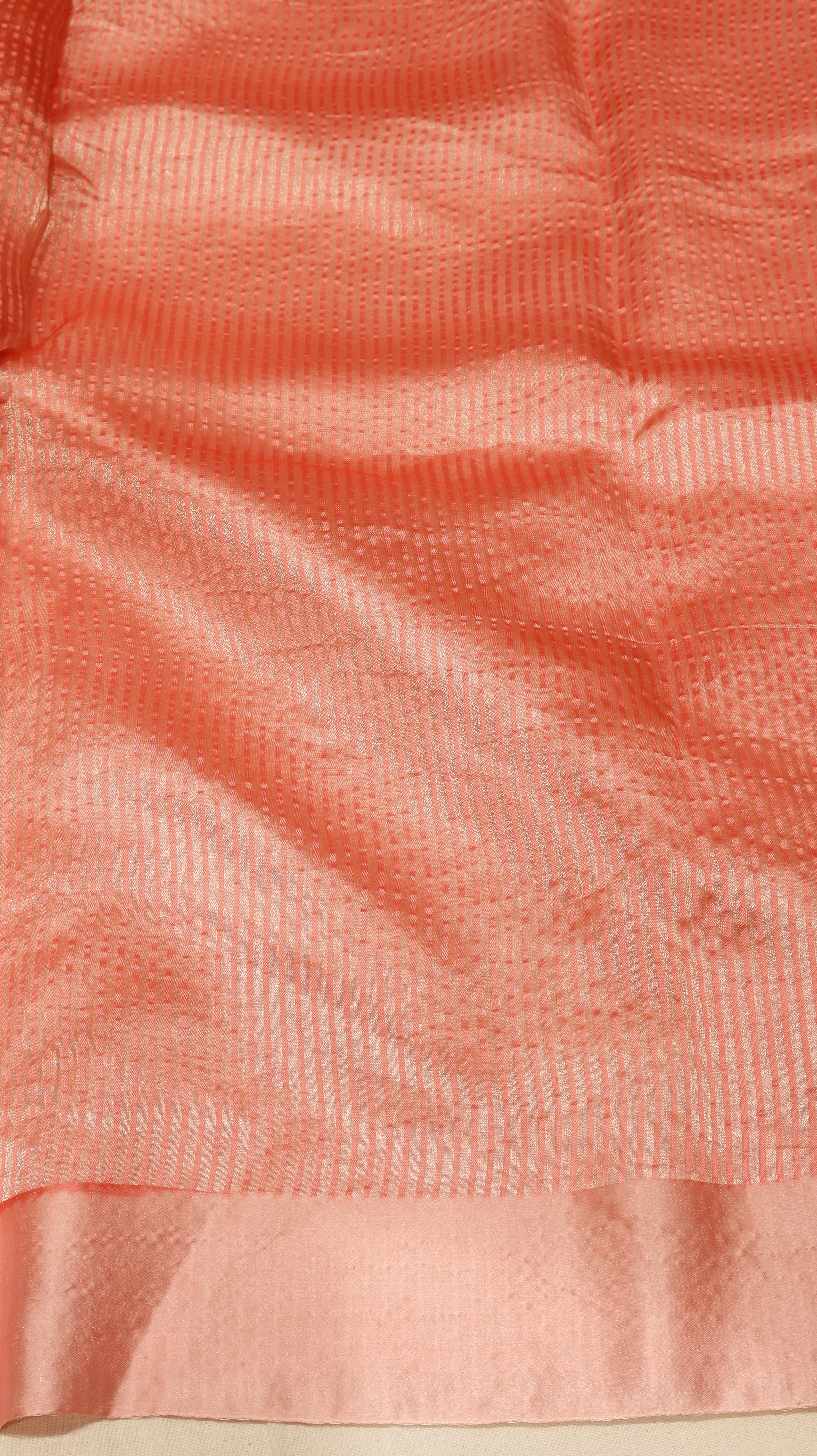 Baby Pink Dupion Silk Handloom Saree with Satin Border